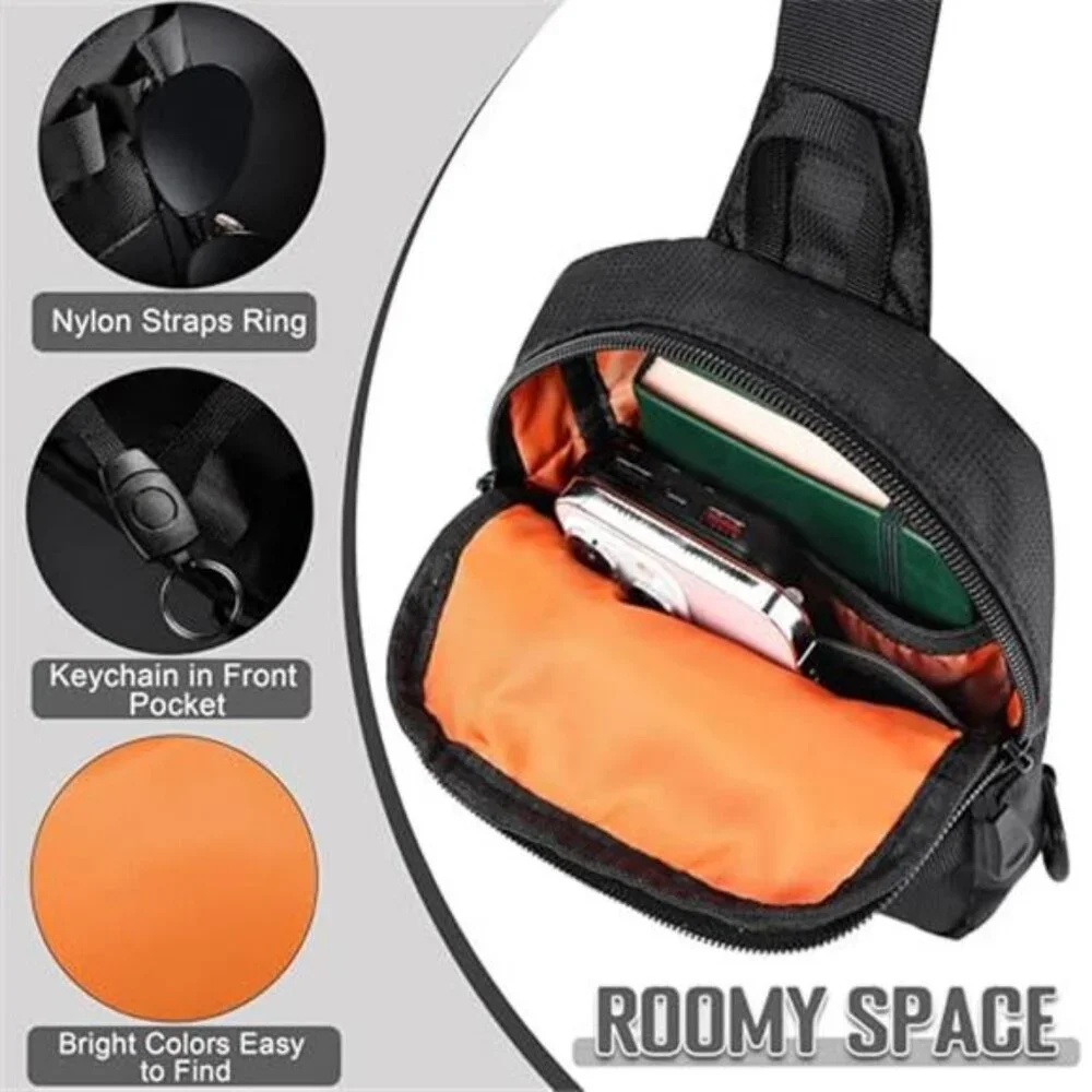 Mens Sling Bag Zippers Small Crossbody Bag for Hiking Travel Work, Water